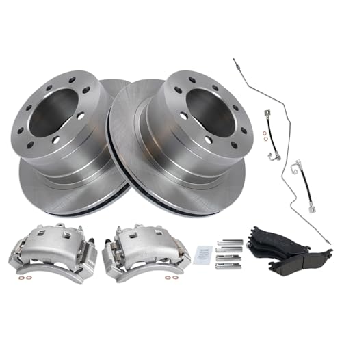 Image of TRQ Rear Brake Pad & Rotor Kit Ceramic Compatible with 2003-2008 Dodge Ram 3500