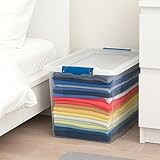 STASH’D STORAGE 50L or 80L Storage Boxes with Lids - Stackable Clear Plastic Boxes with Clip-Lock Lid - Durable & Multipurpose Storage Box for Home, Office & Garage Organisation (Pack of 1, 50 Litres) - Image 2