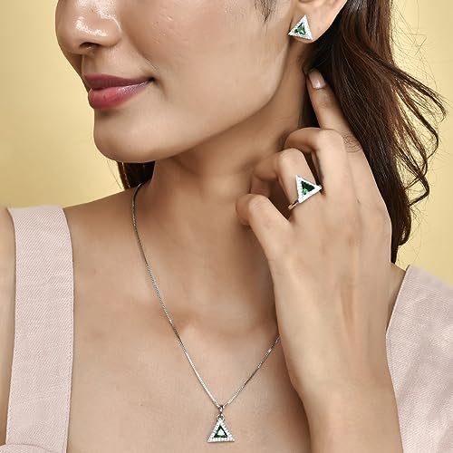 Green Triangle Cut CZ Jewelry Box Set