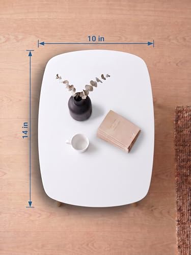 Image of Modern Rectangle Side Table with 4 Wooden Legs, Minimalist End Table /Coffee Table for Living Room, Bedside Nightstand for Bedroom, Balcony & Small Spaces