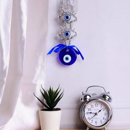 Image of Evil Eye Hanging with Two Eyes for Positive Energy & Protection | Aesthetic Home Decor & Nazar Battu for Home Entrance | Car Dashboard Decoration