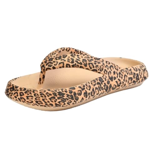 Flip Flops for Women Summer Outdoor Flip Flops Men Women's Thick Bottom EVA Beach Shoes Leopard Print Slippers Rubber Sole Soft Comfortable
