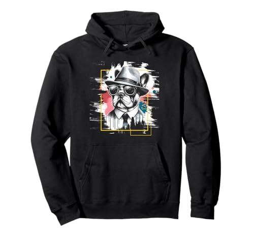 Bulldog francese cappello - Animale tema arte Bulldog Felpa con Cappuccio