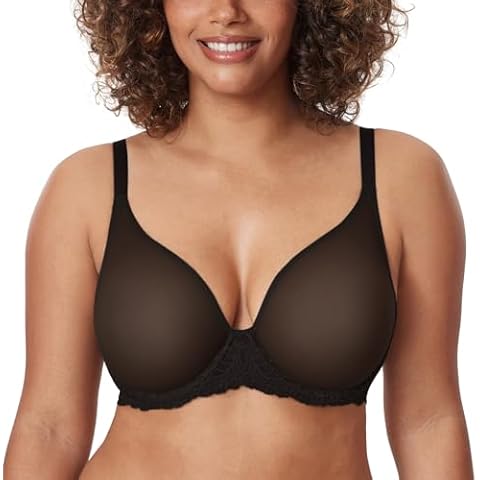 Delimira Women's Mesh Sheer Bra 38DD Cover