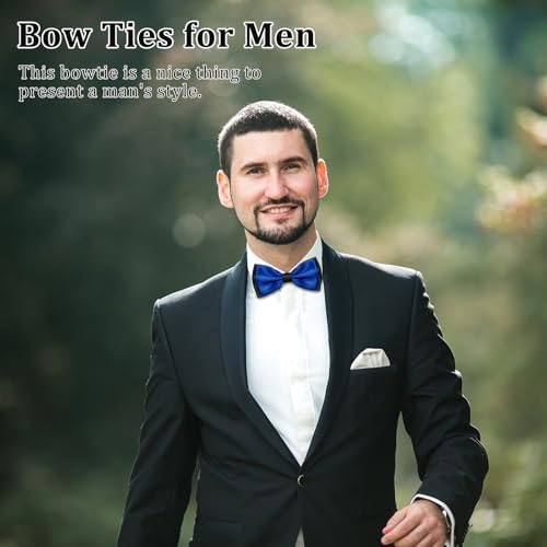 Image of LJBFNN Mens Bow Tie, Clip on Pre Tied Bow Ties for Men Solid Color Adjustable Tuxedo Bowties for Suit Wedding Graduation