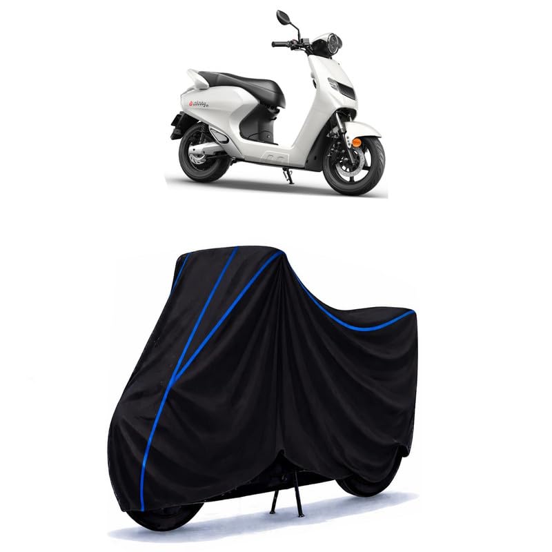 Image of Scooty Cover Water Resistant for Bounce Infinity E1 Electric | Universal Scooter & Bike Cover | Heavy Duty UV Dust, Rain & Scratch Protection Weather Indoor Outdoor | Black with Blue Piping