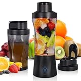 Personal Blender Wireless 24oz Cordless Mini 360 Watt Portable Blender-for Smoothies Freshly Squeezed Juices 6000mAh Self Cleaning and BPA Free Portable Juicer with 6 Sharp Blade Carbon Black