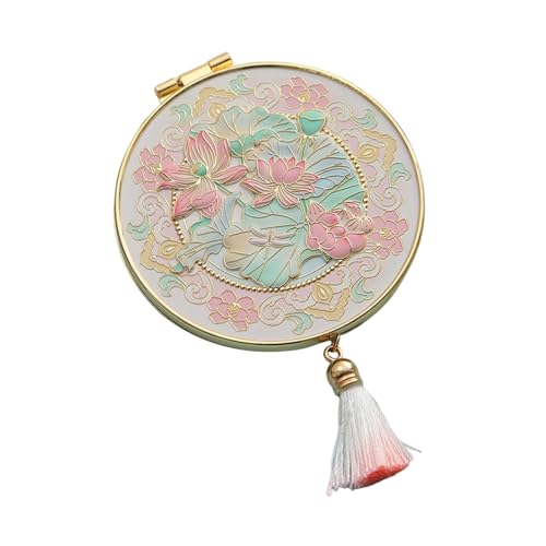 Miroir de maquillage pliable rose compact double face métal - 2