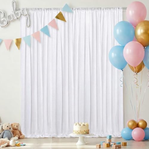 Image of White Sequin Backdrop Curtains-1 Panel 3FTx8FT White Backdrop for Wedding, Glitter Party Decorations Background Drapes for Birthday Party Anniversary Graduation Photo Booth Decor