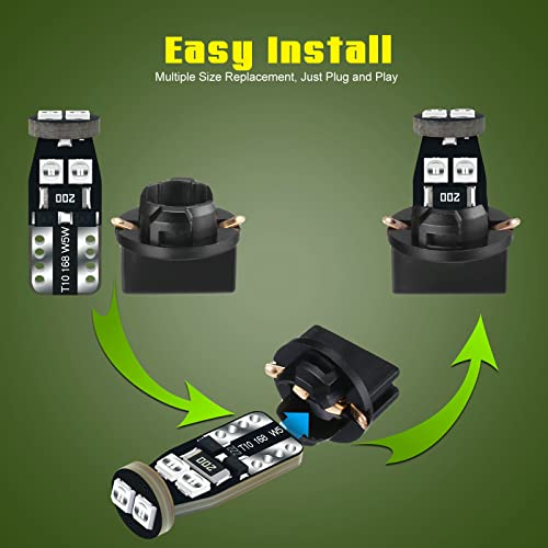 Dodofun 12V Deep Blue T10 Pc168 Pc175 Pc194 Pc194B Pc195 Pc160 Pc161 Pc195Na Instrument Cluster Light Led Bulb Replacement For Dashboard Dash Panel Gauge Indicator Lamp 158 168 194 2825 With Socket #TOP4