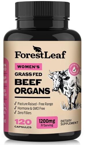 ForestLeaf Beef Organ Supplement for Women - Zero Fillers Grass Fed Beef Organs Complex - 1200mg per Serving - Support Womens Energy & Overall Health - 120 Capsules