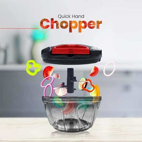 Image of Plastic Manual Pull Vegetable Cutter Chopper for Kitchen Fruit Nut Onion, Carrots,Hand Meat Grinder Mixer Food Processor Stainless Steel Blades Slicer Shredder Salad Maker Tools 350 Ml