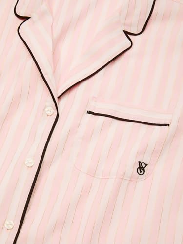 Victoria's Secret Flannel Long Pajama Set, Sleepwear for Women, Pink Iconic Stripe, XXL - image 4