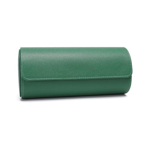 VENSOOL Premium PU Leather Handmade 3 Watch Storage Box For Men Women Travel Display Case Jewelry Gift Box Handcrafted Watch Organizer (Green)