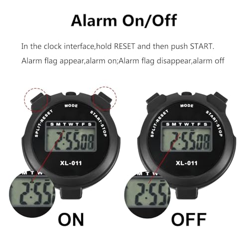 Image of Digital Sports Stopwatch Timer Stopwatch Lap Timer Digital Calendar Alarm Clock Referee Watch for Training Swimming Running (Black)