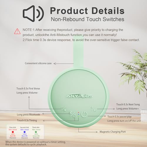 Image of White Noise Sound Machine, Portable Sound Machine for Sleeping Adults & Baby, with Bluetooth 5.1 /24 Soothing Sounds /Battery Powered /3 Timer Memory Function for Office /Bedroom /Travel (Green