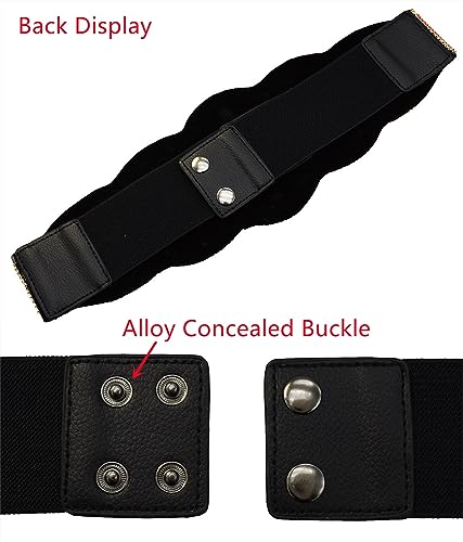 Bohemian Retro Wide Belts for Women Stretch Elastic Waist Belt Waist Cover Turquoise Crystal Floral Bead Body Chain 7