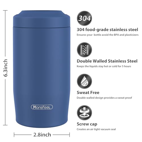 Image of Morefeel 4-in-1 Insulated Can Cooler for 12 oz Cans & Bottles | 304 Stainless Steel Can Holder Fits 12 Oz Slim Cans, Standard Cans, Beer Bottles & Works as A Open Cup; Dishwasher Safe
