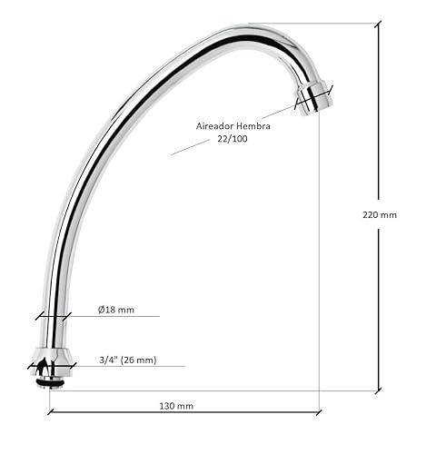 MONTSERRAT 0032.002 Auslauf vertikaler Schlauch für Wasserhahn oder Mischer, Silber, 22 cm