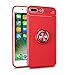 Produktbild Homikon Hülle TPU Silikon Hülle Mit Magnetischer 360 °Verdrehbare Ring Weiche Handyhülle Ultra dünne Legierung Schutzhülle Case Tasche Kompatibel mit iPhone 7 Plus/8 Plus - Rot