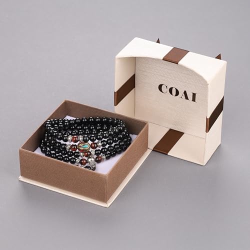 Image of COAI Black Obsidian Stone Bracelet Necklace Mala Beads 108