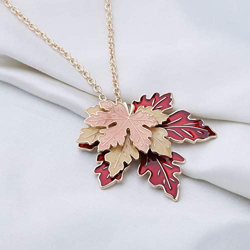 LQRI Maple Leaf Necklace Tri-Color Metal Maple Leaf Pendant Women Long Necklace Canadian Maple Leaves Clothing Accessories4