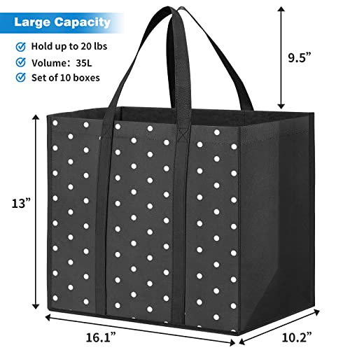 Fab Totes 10 Pack Reusable Grocery Bags For Groceries 35L Large Capacity Heavy Duty Waterproof Tote Bags For Shopping And Picnic With Sturdy Handles thumb #1