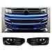 Compatible For VW Transporter T5 T5.1 SPORTLINE 2010-2015(With Fog Light hole), Glossy Black Car Front Fog Light Grille Grill Fog Lamp Cover (Without hole)