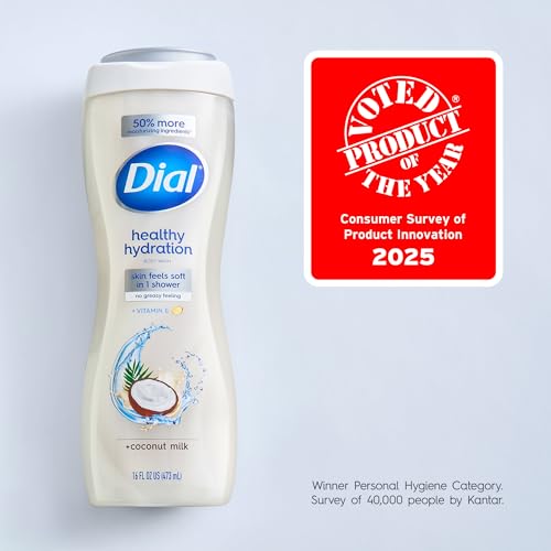 Dial Healthy Hydration Body Wash, Coconut Milk, Vitamin E, 16 fl oz, 4-Pack - image 4