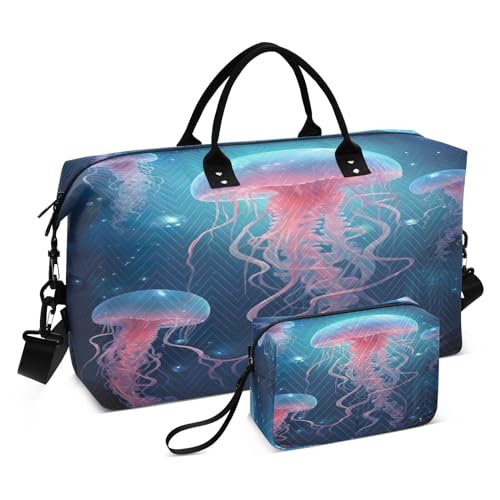 Kigai Sea Jellyfish Duffle Bag Versatile Travel Duffel for Men and Women, Carry On for Weekend or Overnight Stay