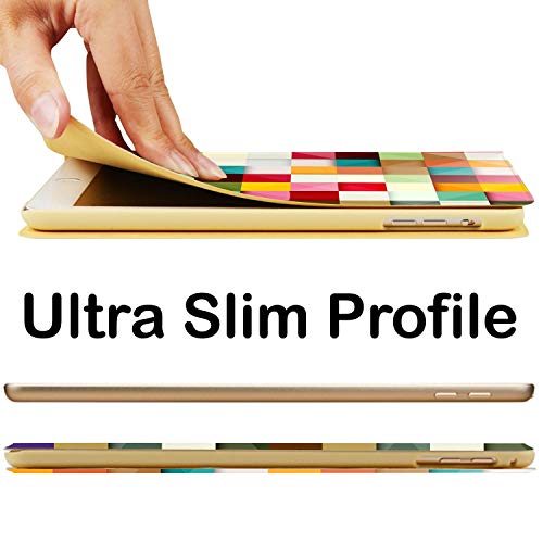 Image of DuraSafe Cases For iPad PRO 11 Inch 1 Generation [Pro 11 1st 2018 ] A1980 A1934 MTXN2HN /A MTXP2HN /A MTXR2HN /A MTXQ2HN /A MTXT2HN /A Ultra Slim Printed Smart PU Leather Flip Folio Book Cover - Color Grid