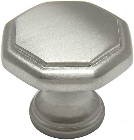 Cosmas 25 Pack 5181SN Satin Nickel Cabinet Hardware Octagon Knob - 1-1/4" Diameter