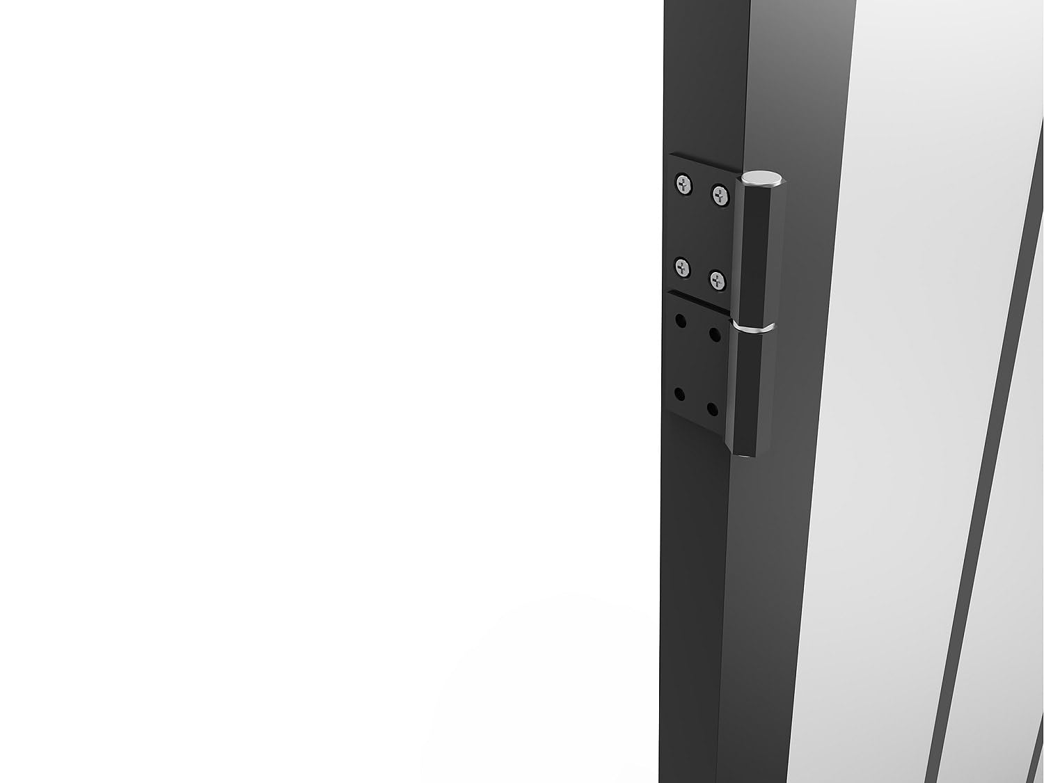Vente-unique - Bloc porte réversible en aluminium et verre trempé dépoli style atelier - H204 x L93 cm - Noir - ERMELO