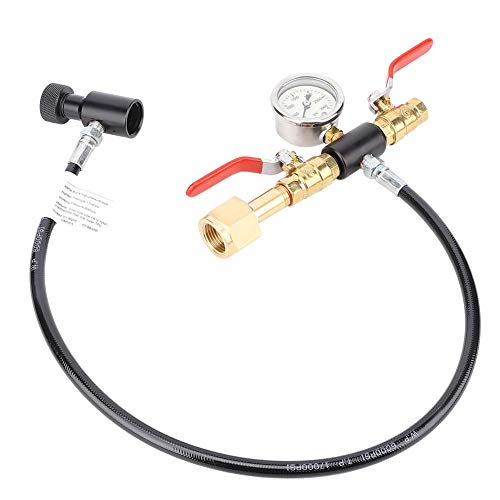 Lecxin CO2 Filling, Dual Valve CO2 Filling 24in Hose Adapter with 3000psi Gauge for Sodastream Tank(Filling valve G1 / 2)