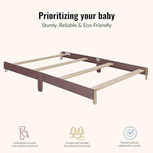 Image of Dream On Me Universal Crib to Full Size Bed Conversion Kit, Solid Wood Bed Rails for Select Convertible Cribs, Strong & Stable Support, Baltic Amber
