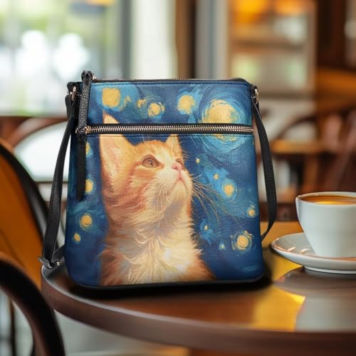 Image of Leather Purses for Women, Leather Hobo Bags for Women Travel Sling Purse Triple Zippered Pockets Shoulder Bag