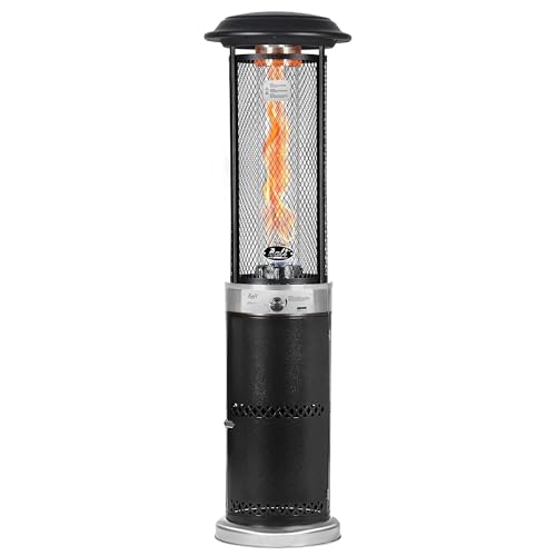 BALI OUTDOORS Propane Patio Heater, Stainless Steel Standing, 36,000 BTUs Portable Commercial Outdoor Gas Patio Heater with Glass Tube for Deck, Garden and Porch, Black