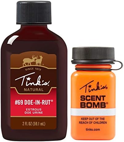TINK'S Scent Bomb and #69 Doe-in-Rut Buck Lure | Use as a Scent Lure, Deer Attractant & Trail Marker | Refillable & Reusable Bottle, Easy Application, Squirt Top | Deer Hunting Accessories