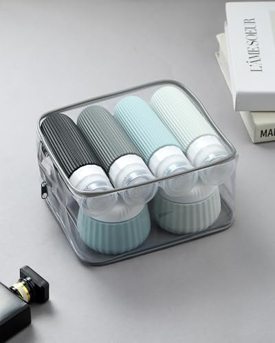 Image of Mrsdry Travel Bottles 8 Pack, TSA Approved 3 oz Toiletries Containers, Leak Proof Silicone Squeezable Essentials Jars with Clear Bag