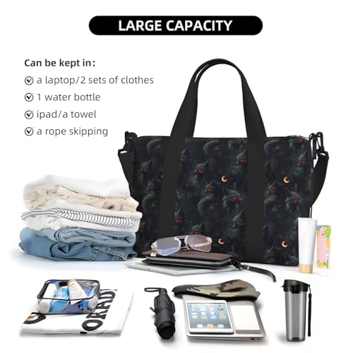 Dark Fox Night Print Travel Duffle Bags for Women, Personal Item Overnight Weekender Sport Carry On Gym Bag for Men Women4