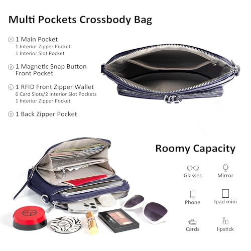 Image of befen Genuine Leather Crossbody Purses for Women, Women's Small Crossbody Shoulder Bag with Built in RFID Wallet