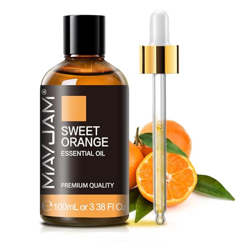 Aceites Esenciales de Naranja Dulce 100ML, MAYJAM Aceite de Naranja Dulce 100% Puro, Ideal para Aromaterapia Aroma Difusor Fragancia Aceite Masaje