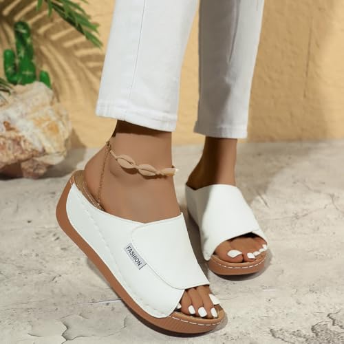 UOQAPRE Wedge Platform Sandals for Women Open Toe Slip On Sandals Womens Lightweight Sandals Shoes Summer Beach Sandals3