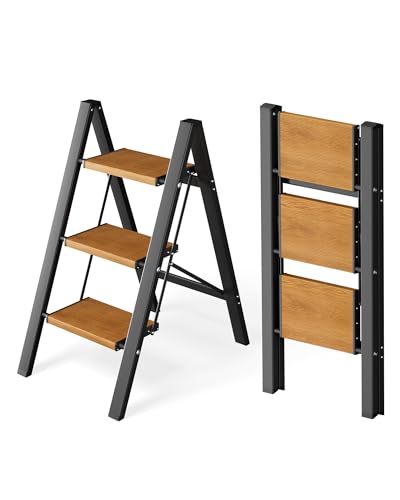 Attestierer Escabeau pliable à 3 marches - Capacité de 150 kg - Avec pédale...