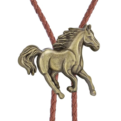 Image of GelConnie Bolo Ties for Men Women Western Cowboy Tie Mens Western Necklace Leather Necktie Gold Bolero Tie Cowboy Necklace