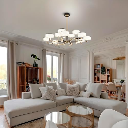 Image of Smartway Ovate Golden LED Ceiling Light | Modern Flower Design Chandelier | 3 Color Modes (Warm, Neutral, White) | Luxury Decorative Lighting for Living Room & Home