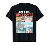Just A Girl Who Loves Anime Cats Ice Cream Otaku Manga Lover T-Shirt