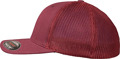 Image of Flexfit Trucker Mesh Fitted Cap | 6-Panel, Mid-Profile, Stretchable Mesh Backing, Flexfit Sweatband, Curved Visor, Silver Undervisor