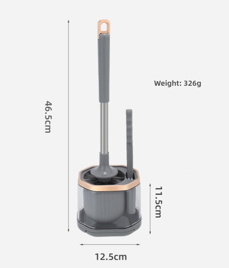 Image of 4 In 1 Toilet Cleaning Brush And Holder Set For Bathroom, Soft Silicone Bristle Toilet Brush, Removable Water Drawer, Ergonomic Long-Handled Toilet Brush (Silicon Brush), Grey