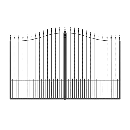 TODOME Portail battant en fer forge modèle 04 noir 337x180 (L x H) Portail avec jeu d'accessoires inclus Portail voiture